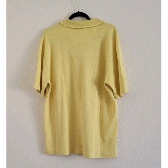 BANANA REPUBLIC Silk Blend Polo Golf Shirt Men’s Casual Large L Yellow Crepe - Picture 3 of 7